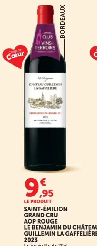 Saint-Émilion Grand Cru AOP Rouge Le Benjamin du Château Guillemin La Gaffelière 2023