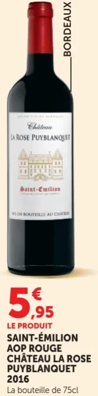SAINT-ÉMILION AOP ROUGE CHÂTEAU LA ROSE PUYBLANQUET 2016