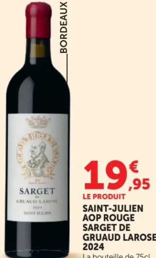 Saint-Julien AOP Rouge Sarget de Gruaud Larose 2024