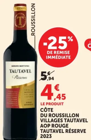 CÔTE DU ROUSSILLON VILLAGES TAUTAVEL AOP ROUGE TAUTAVEL RÉSERVE 2023