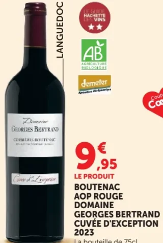 BOUTENAC AOP ROUGE DOMAINE GEORGES BERTRAND CUVÉE D'EXCEPTION 2023