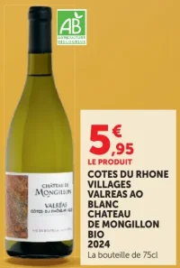 Château de Mongillon Côtes du Rhône Villages Valréas AO Blanc Bio 2024