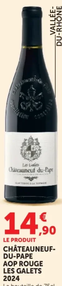 Vin rouge Châteauneuf-du-Pape AOP Rouge Les Galets 2024