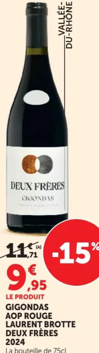 Vin rouge Gigondas AOP Rouge Laurent Brotte Deux Frères 2024