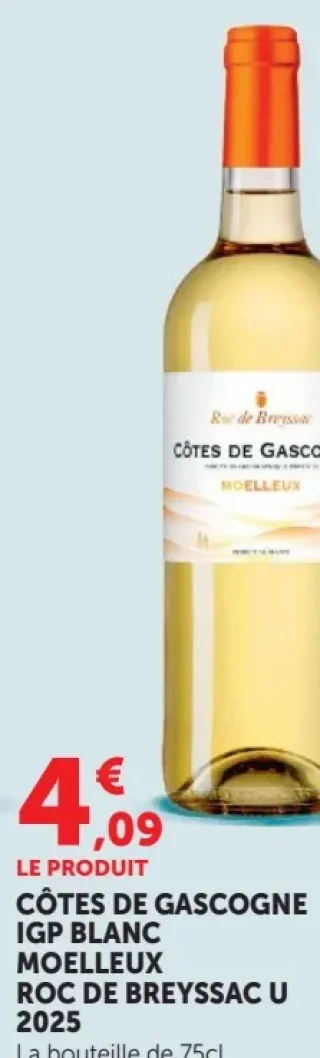 Vin Blanc Côtes de Gascogne IGP Blanc Moelleux Roc de Breyssac U 2025