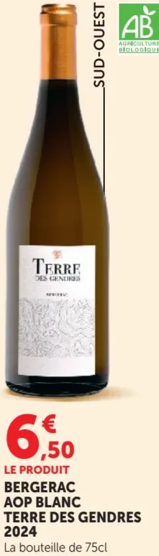 Vin Blanc Bergerac AOP Blanc Terre des Gendres 2024