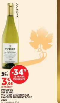 Pays d'Oc IGP Blanc Victoria Chardonnay Favorite Finement Boisé 2025