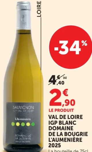VAL DE LOIRE IGP BLANC DOMAINE DE LA BOUGRIE L'AUMENIÈRE
