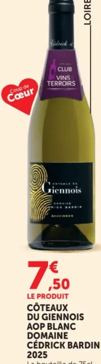 Côteaux du Giennois AOP Blanc Domaine Cédrick Bardin 2025