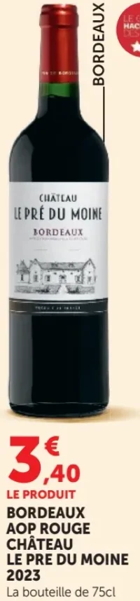 BORDEAUX AOP ROUGE CHÂTEAU LE PRE DU MOINE 2023