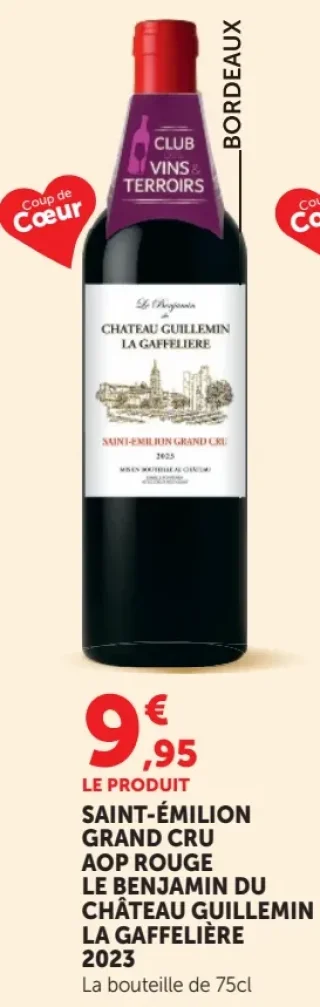 Vin rouge Saint-Émilion Grand Cru AOP Rouge Le Benjamin du Château Guillemin La Gaffelière 2023