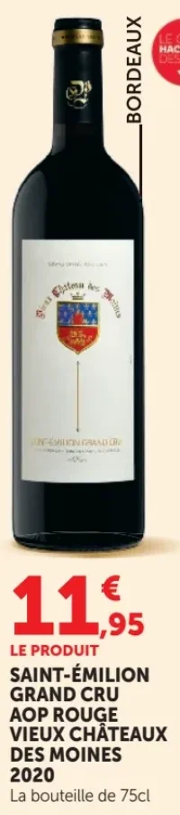 Vin rouge Saint-Émilion Grand Cru AOP Rouge Vieux Châteaux Des Moines 2020