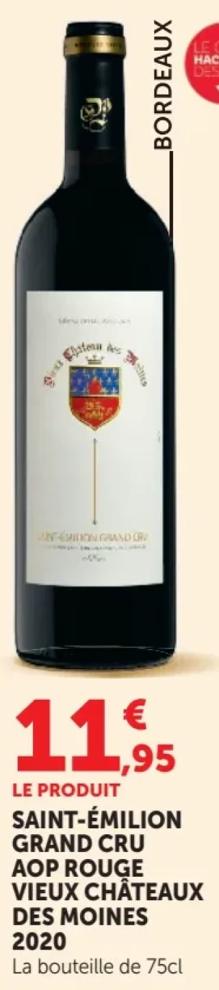 Vin rouge Saint-Émilion Grand Cru AOP Rouge Vieux Châteaux Des Moines 2020