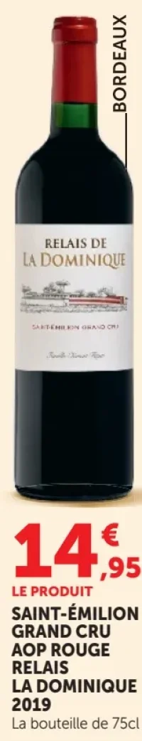 Vin rouge Saint-Émilion Grand Cru AOP Rouge Relais La Dominique 2019