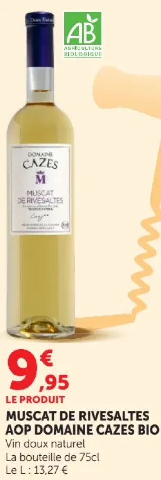 MUSCAT DE RIVESALTES AOP DOMAINE CAZES BIO