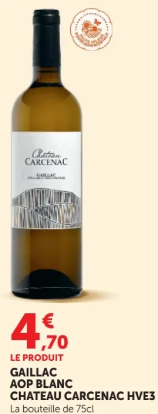 GAILLAC AOP BLANC CHATEAU CARCENAC HVE3