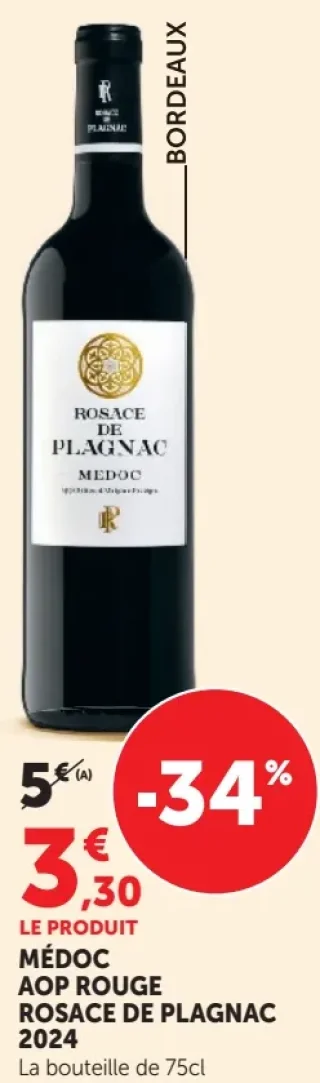 Vin Rouge Médoc AOP Rouge Rosace de Plagnac 2024