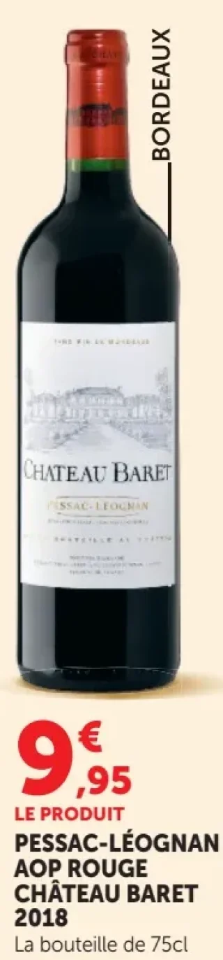 Vin Rouge Pessac-Léognan AOP Rouge Château Baret 2018
