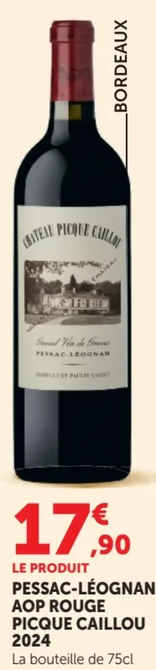 Vin Rouge Pessac-Léognan AOP Rouge Picque Caillou 2024