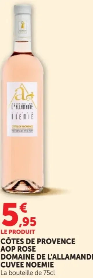 CÔTES DE PROVENCE AOP ROSE DOMAINE DE L'ALLAMANDE CUVEE NOEMIE