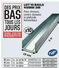 Lot 10 rails 48mm 3m