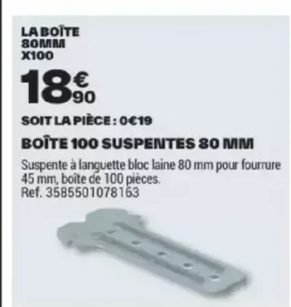 Semin Boîte 100 suspentes 80 mm