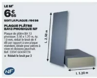 Plaque de plâtre BA13 Phonique NF Planodis