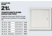 Trappe de visite acier 20x20cm push