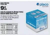 Vis plaque de plâtre TTPC 8x25 mm 500 pcs Placo
