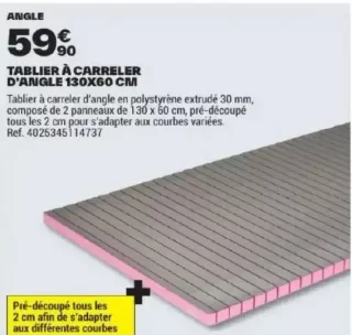 Qboard Tablier à carreler d'angle 130x60 cm