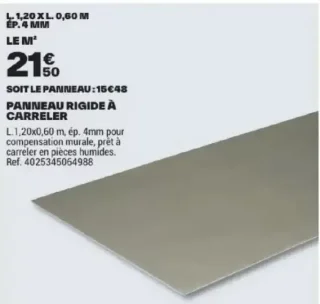 Qboard Panneau rigide à carreler L.1,20 x L.0,60 m, ép. 4 mm