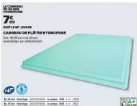 Carreau de plâtre hydrofuge ép. 50 mm