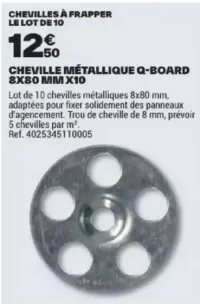 Cheville métallique Q-Board 8x80 mm x10