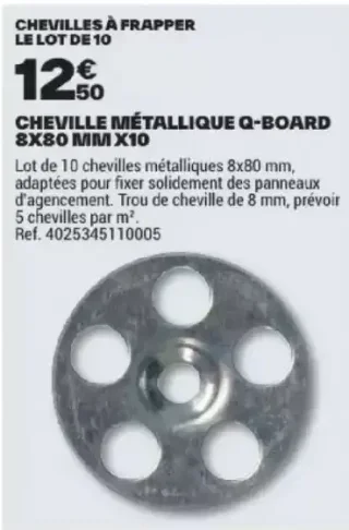 Cheville métallique Q-Board 8x80 mm x10