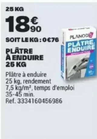 Plâtre à Enduire 25 KG Planodis