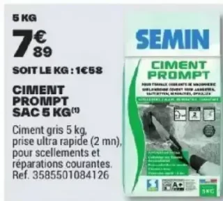 Ciment Prompt Sac 5 KG Semin