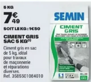 Ciment Gris Sac 5 KG Semin
