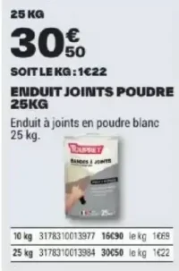 Enduit Joints Poudre 25KG Toupret