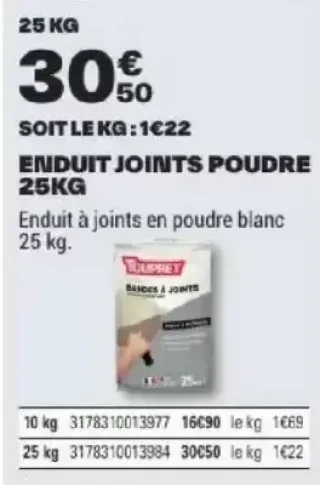 Enduit Joints Poudre 25KG Toupret