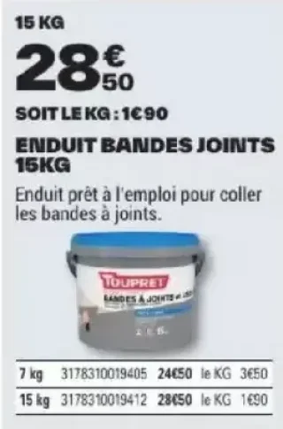 Enduit Bandes Joints 15KG Toupret