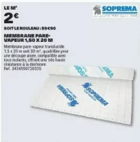 Membrane pare-vapeur 1,50 x 20 m Soprema