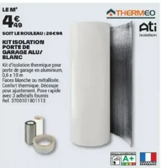 Kit isolation porte de garage alu/blanc Thermeo ati isolation