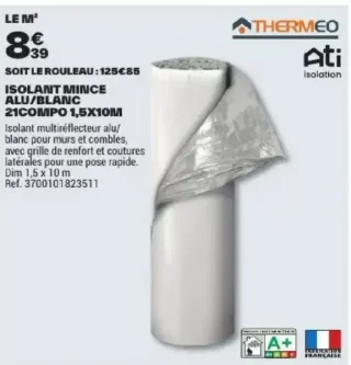 Isolant mince alu/blanc 21compo Thermeo 1,5x10m