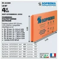 Panneau polystyrène extrudé Soprema ép.20mm