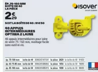 40 appuis intermédiaires Optima 2 laine Isover