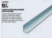 Lisse acier galvanisé 3m x 20mm
