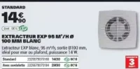 EXTRACTEUR EXP 95 M³/H Ø 100 MM BLANC