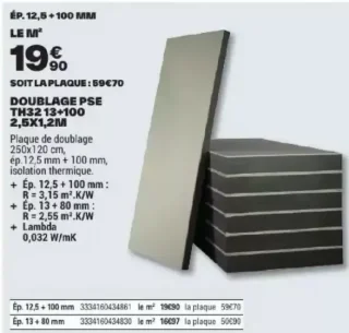 Doublage PSE TH32 13+100 Planodis 2,5x1,2m