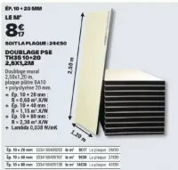Doublage mural PSE TH35 10+20 Planodis 2,5x1,2m