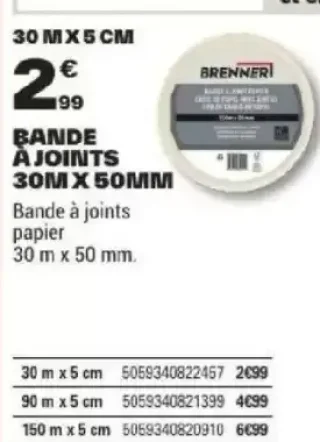 Bande à joints 30 m x 50 mm Brenner